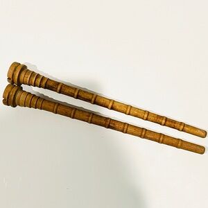 Vintage Wooden Beehive Textile Mill Spindle Bobbin Spools Set of 2 Antique